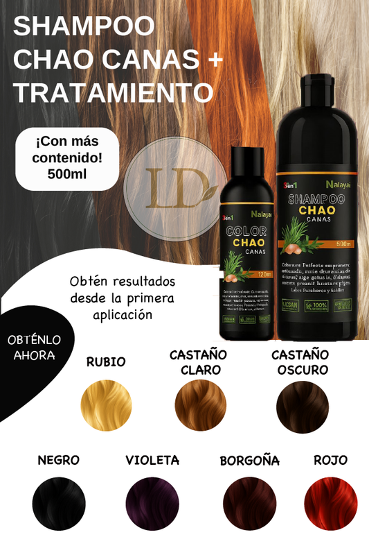 Kit Shampoo Chao Canas 3 en 1 + Obsequios Exclusivos (Exfoliante de Cafe + Ampolla Capilar)